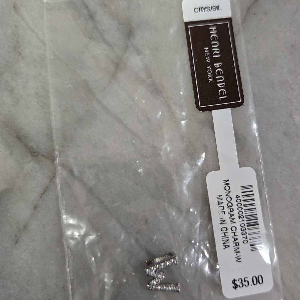 Henri Bendel Silver "W" Rhinestone Charm